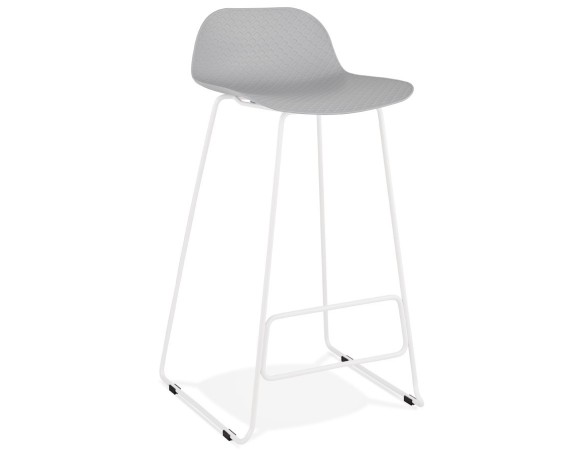 BS02080GRWH 5420072058559 Tabouret de bar design BABYLOS gris avec pieds en métal blanc