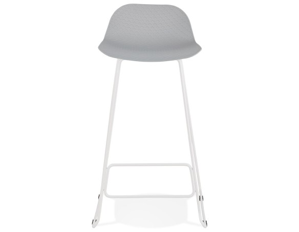 Tabouret de bar design BABYLOS gris avec pieds en métal blanc