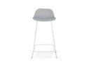 Tabouret de bar design BABYLOS gris avec pieds en métal blanc