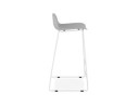 Tabouret de bar design BABYLOS gris avec pieds en métal blanc