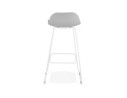 Tabouret de bar design BABYLOS gris avec pieds en métal blanc