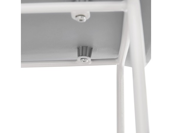 Tabouret de bar design BABYLOS gris avec pieds en métal blanc