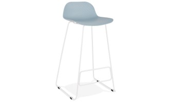 BS02090BUWH 5420072058573 Tabouret de bar design BABYLOS bleu avec pieds en métal blanc