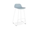 BS02090BUWH 5420072058573 Tabouret de bar design BABYLOS bleu avec pieds en métal blanc
