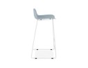 Tabouret de bar design BABYLOS bleu avec pieds en métal blanc