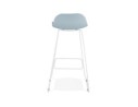 Tabouret de bar design BABYLOS bleu avec pieds en métal blanc