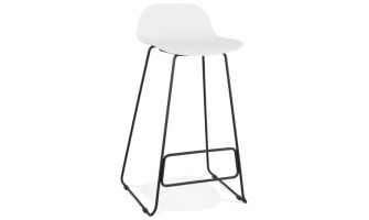 BS02160WHBL 5420072058719 Tabouret de bar design BABYLOS blanc avec pieds en métal noir