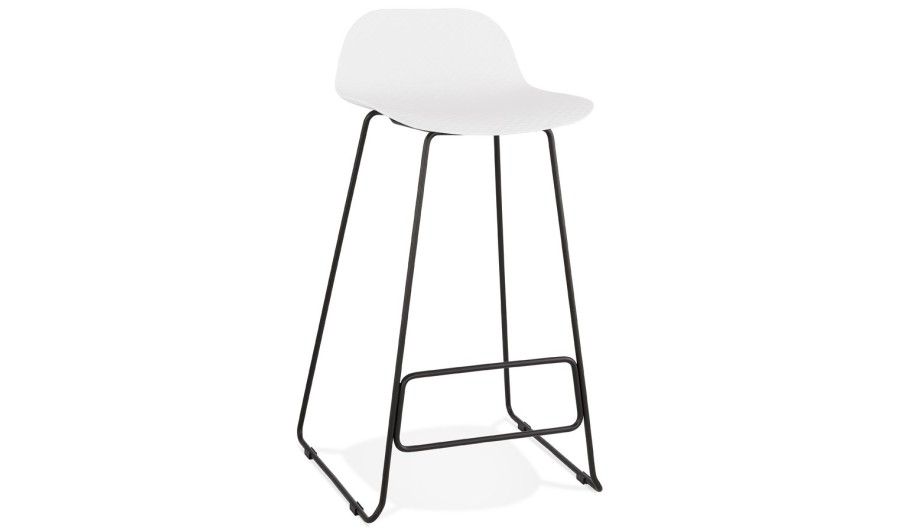 BS02160WHBL 5420072058719 Tabouret de bar design BABYLOS blanc avec pieds en métal noir
