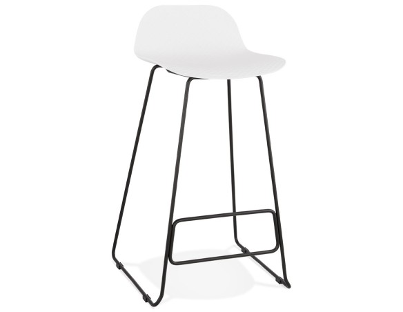BS02160WHBL 5420072058719 Tabouret de bar design BABYLOS blanc avec pieds en métal noir