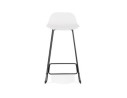 Tabouret de bar design BABYLOS blanc avec pieds en métal noir