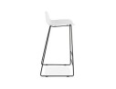 Tabouret de bar design BABYLOS blanc avec pieds en métal noir