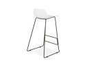 Tabouret de bar design BABYLOS blanc avec pieds en métal noir