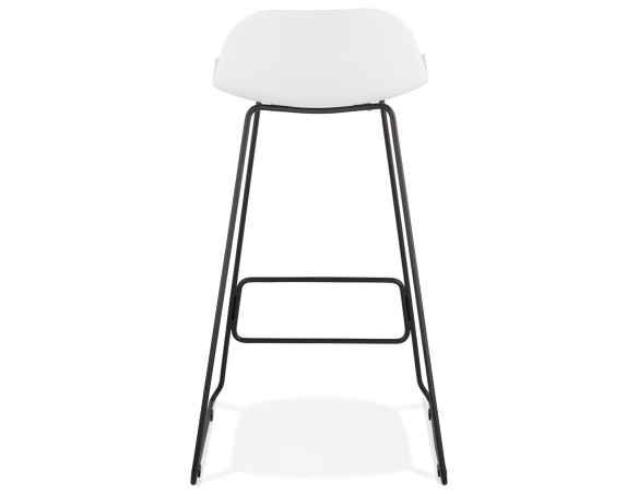 Tabouret de bar design BABYLOS blanc avec pieds en métal noir