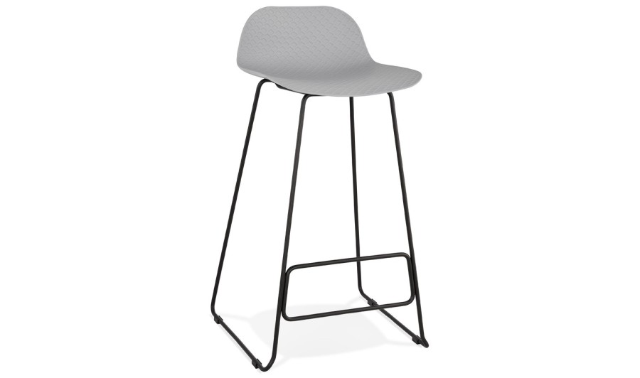 BS02180GRBL 5420072058757 Tabouret de bar design BABYLOS gris avec pieds en métal noir BS02180GRBL 5420072058757 Tabouret de bar design BABYLOS gris avec pieds en métal noir