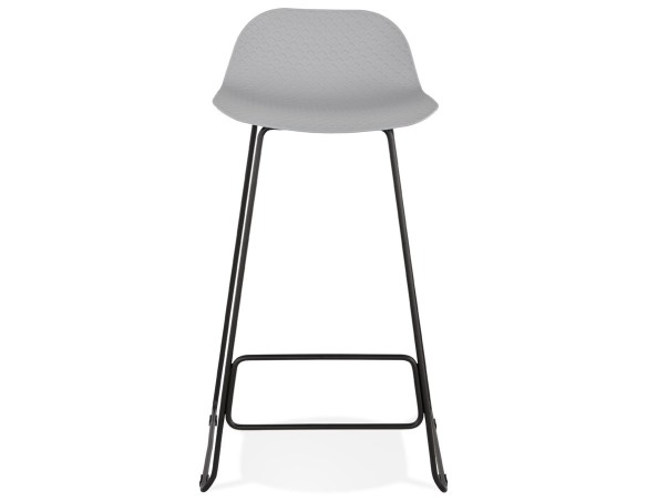 Tabouret de bar design BABYLOS gris avec pieds en métal noir