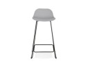 Tabouret de bar design BABYLOS gris avec pieds en métal noir