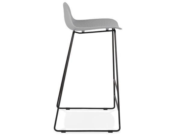 Tabouret de bar design BABYLOS gris avec pieds en métal noir
