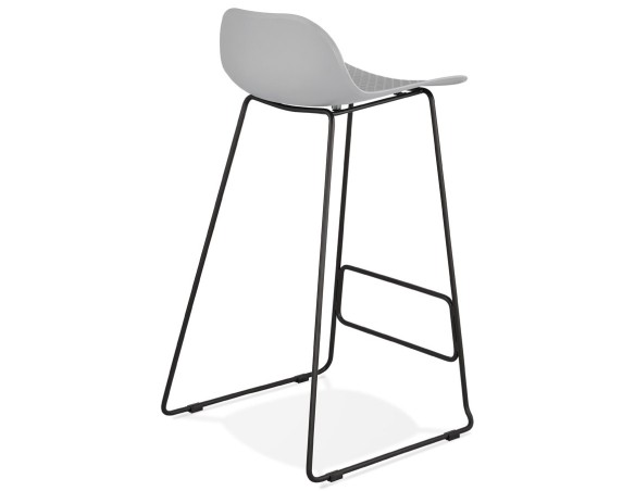 Tabouret de bar design BABYLOS gris avec pieds en métal noir