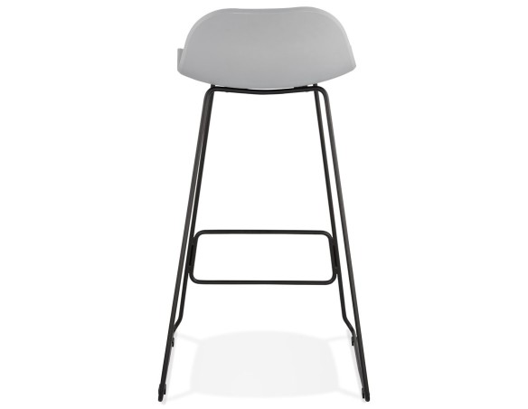 Tabouret de bar design BABYLOS gris avec pieds en métal noir