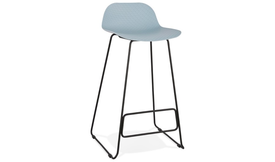 BS02190BUBL 5420072058771 Tabouret de bar design BABYLOS bleu avec pieds en métal noir BS02190BUBL 5420072058771 Tabouret de bar design BABYLOS bleu avec pieds en métal noir