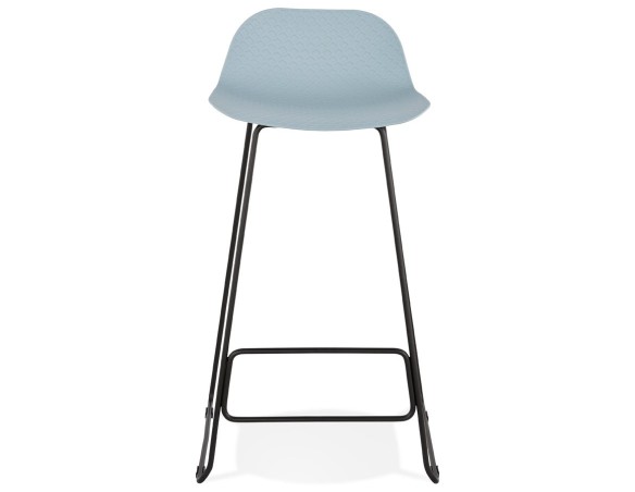 Tabouret de bar design BABYLOS bleu avec pieds en métal noir