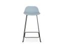 Tabouret de bar design BABYLOS bleu avec pieds en métal noir