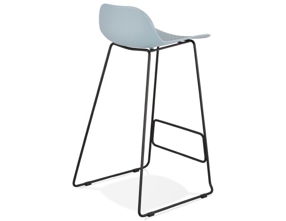 Tabouret de bar design BABYLOS bleu avec pieds en métal noir