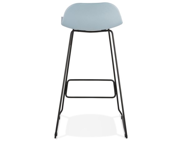 Tabouret de bar design BABYLOS bleu avec pieds en métal noir
