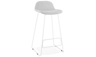 BS02760LGWH 5420072070162 Tabouret de bar design MOSKOW gris clair avec pieds en métal blanc