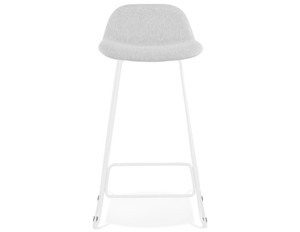 Tabouret de bar design MOSKOW gris clair avec pieds en métal blanc