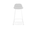 Tabouret de bar design MOSKOW gris clair avec pieds en métal blanc