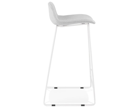 Tabouret de bar design MOSKOW gris clair avec pieds en métal blanc