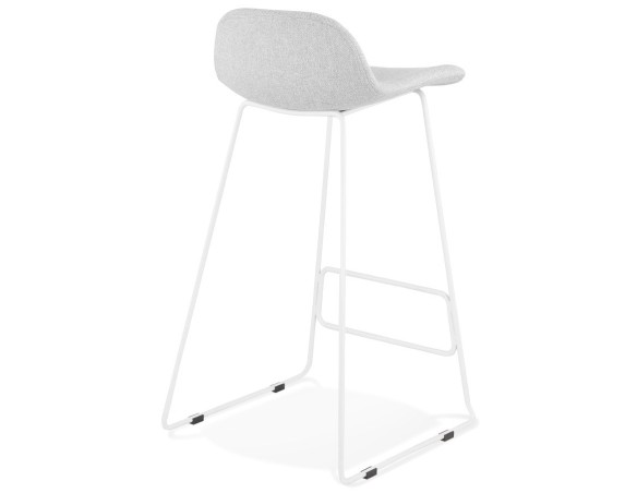Tabouret de bar design MOSKOW gris clair avec pieds en métal blanc