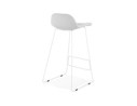 Tabouret de bar design MOSKOW gris clair avec pieds en métal blanc
