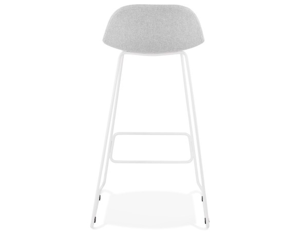 Tabouret de bar design MOSKOW gris clair avec pieds en métal blanc