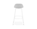 Tabouret de bar design MOSKOW gris clair avec pieds en métal blanc