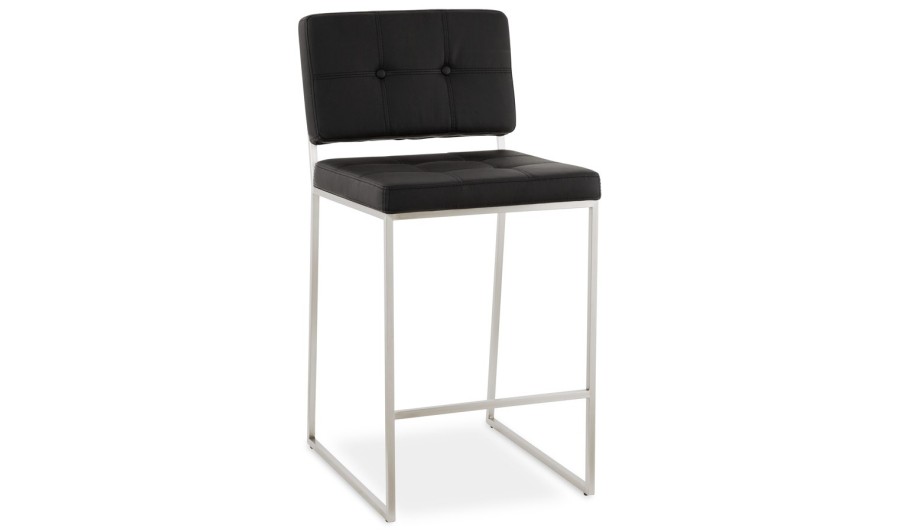 BS01210BL 5420072035895 Tabouret snack mi-hauteur GASTON noir capitonné BS01210BL 5420072035895 Tabouret snack mi-hauteur GASTON noir capitonné