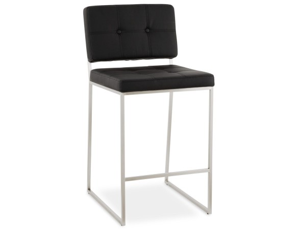 BS01210BL 5420072035895 Tabouret snack mi-hauteur GASTON noir capitonné