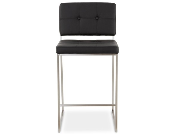 Tabouret snack mi-hauteur GASTON noir capitonné