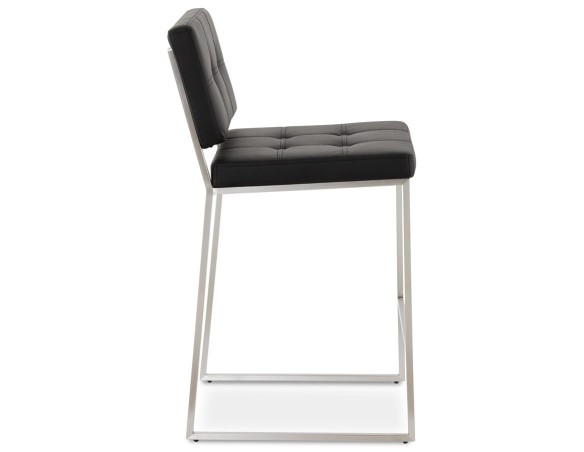 Tabouret snack mi-hauteur GASTON noir capitonné