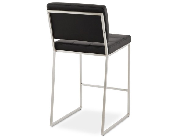 Tabouret snack mi-hauteur GASTON noir capitonné