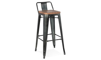 BS04180BR 5420072099804 Tabouret de bar MECANO en métal gris foncé style industriel