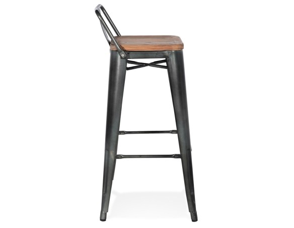 Tabouret de bar MECANO en métal gris foncé style industriel