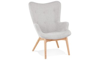 AC03470GRNA 5404028305522 Fauteuil à oreille ROBY en tissu gris et pieds en bois