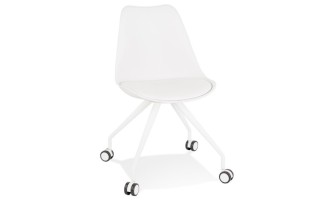 OC00470WHWH 5404028302262 Chaise de bureau sur roulettes SKIN blanche avec structure en métal blanc