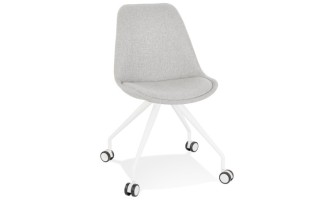 OC00490GRWH 5404028302309 Chaise de bureau sur roulettes SNAP en tissu gris avec structure en métal blanc