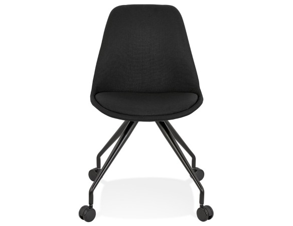 Chaise de bureau sur roulettes SNAP en tissu noir avec structure en métal noir
