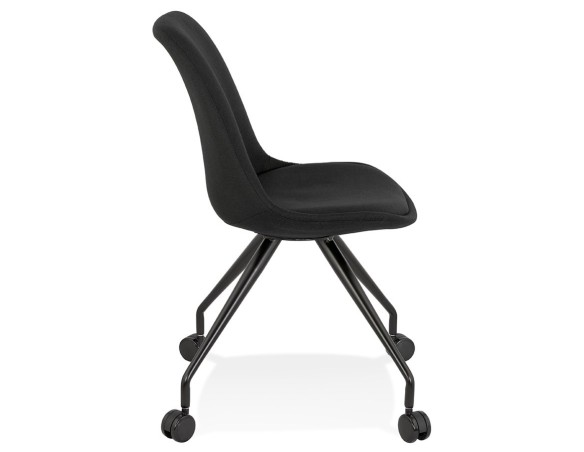 Chaise de bureau sur roulettes SNAP en tissu noir avec structure en métal noir