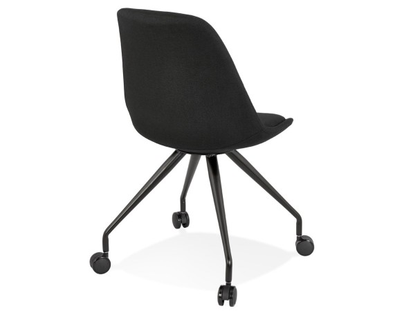 Chaise de bureau sur roulettes SNAP en tissu noir avec structure en métal noir