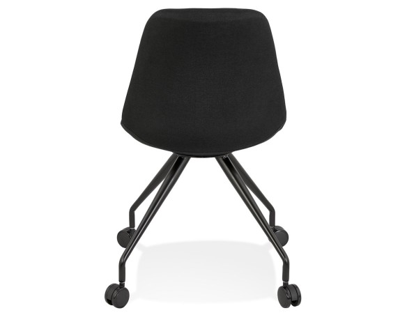 Chaise de bureau sur roulettes SNAP en tissu noir avec structure en métal noir